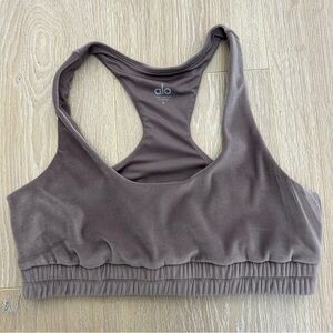 Alo Yoga Velour Sports Bra Brown Size Small